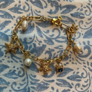 Kate Spade Gold Starfish and Pearl Charm Bracelet